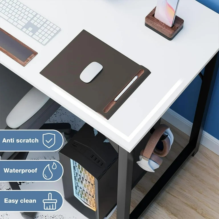 DUMOS 32'' Small Office Desk – White Wood