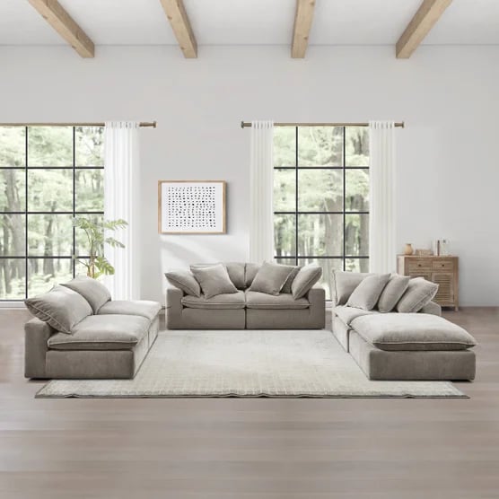 6-piece Fabric Modular Sectional, Taupe
