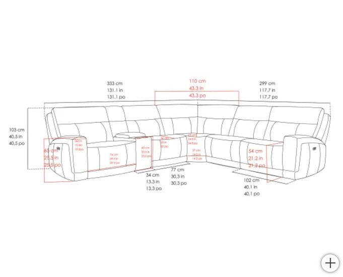 Lauretta 6-piece Leather Power Reclining Sectional with Power Headrests