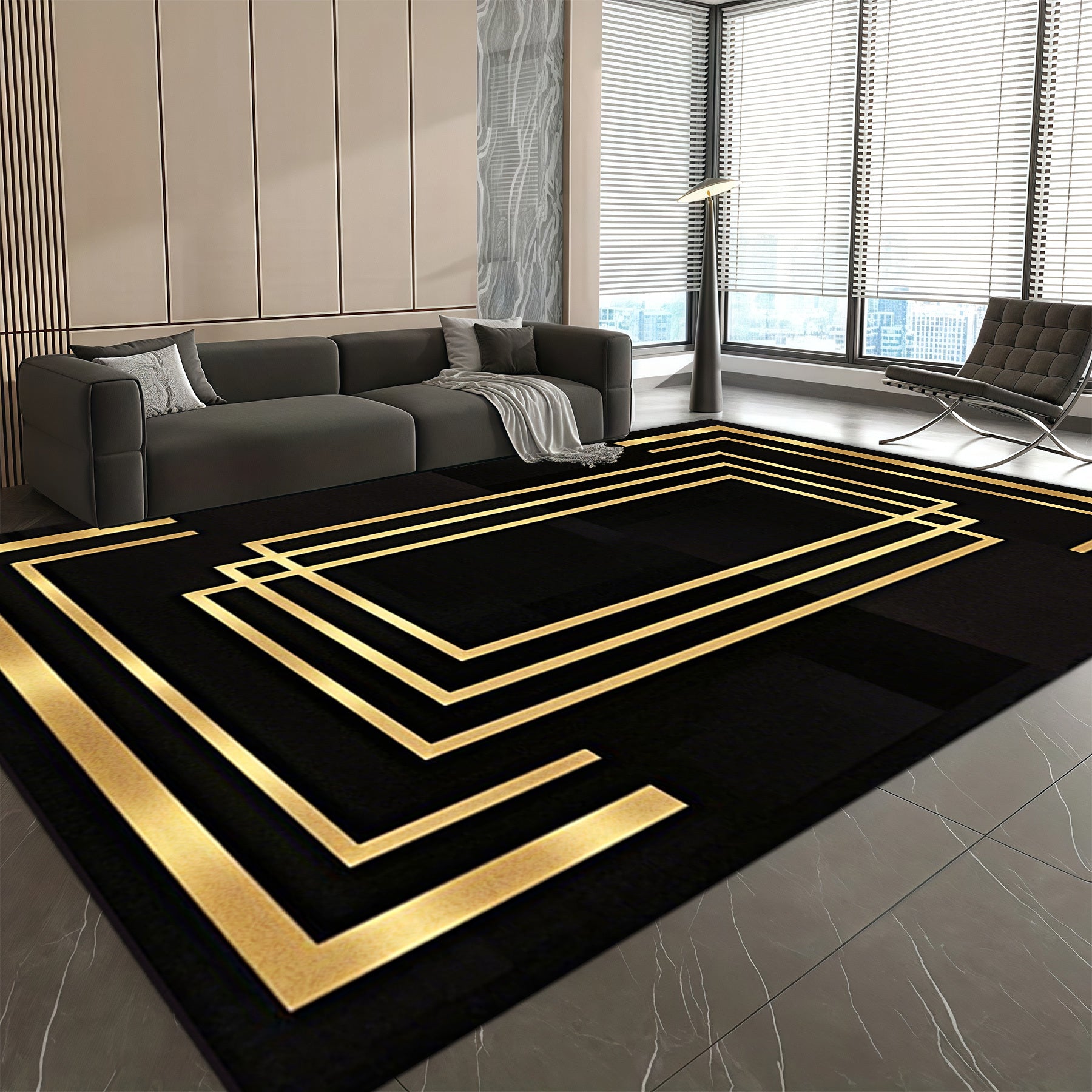 Luxurious Black Velvet Area Mat