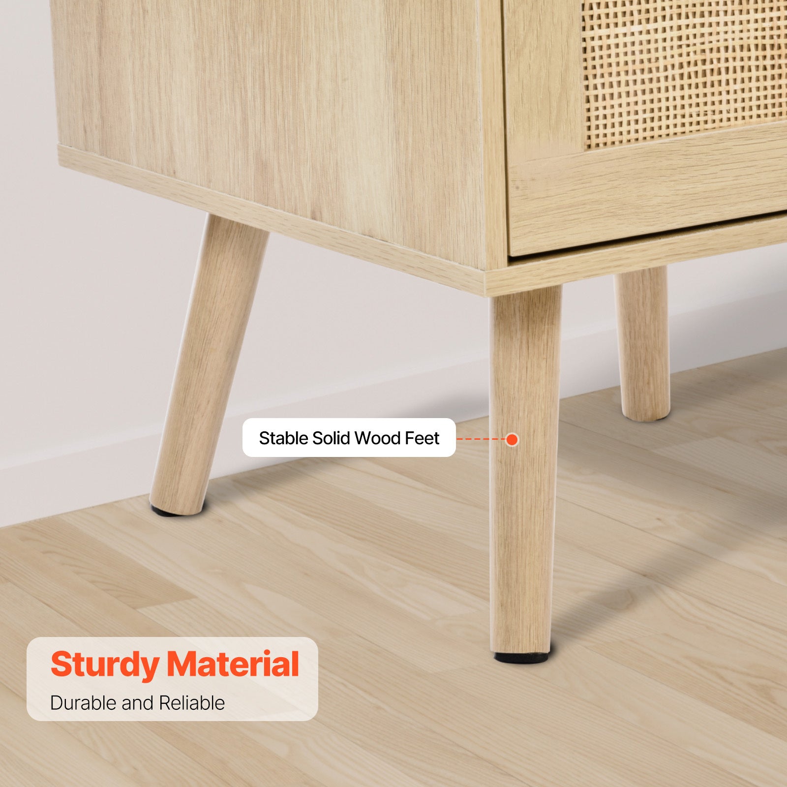 Vevor Rattan Nightstand End Table