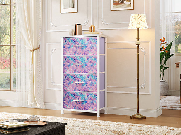 DWVO 4-Drawer Fabric Dresser – Purple