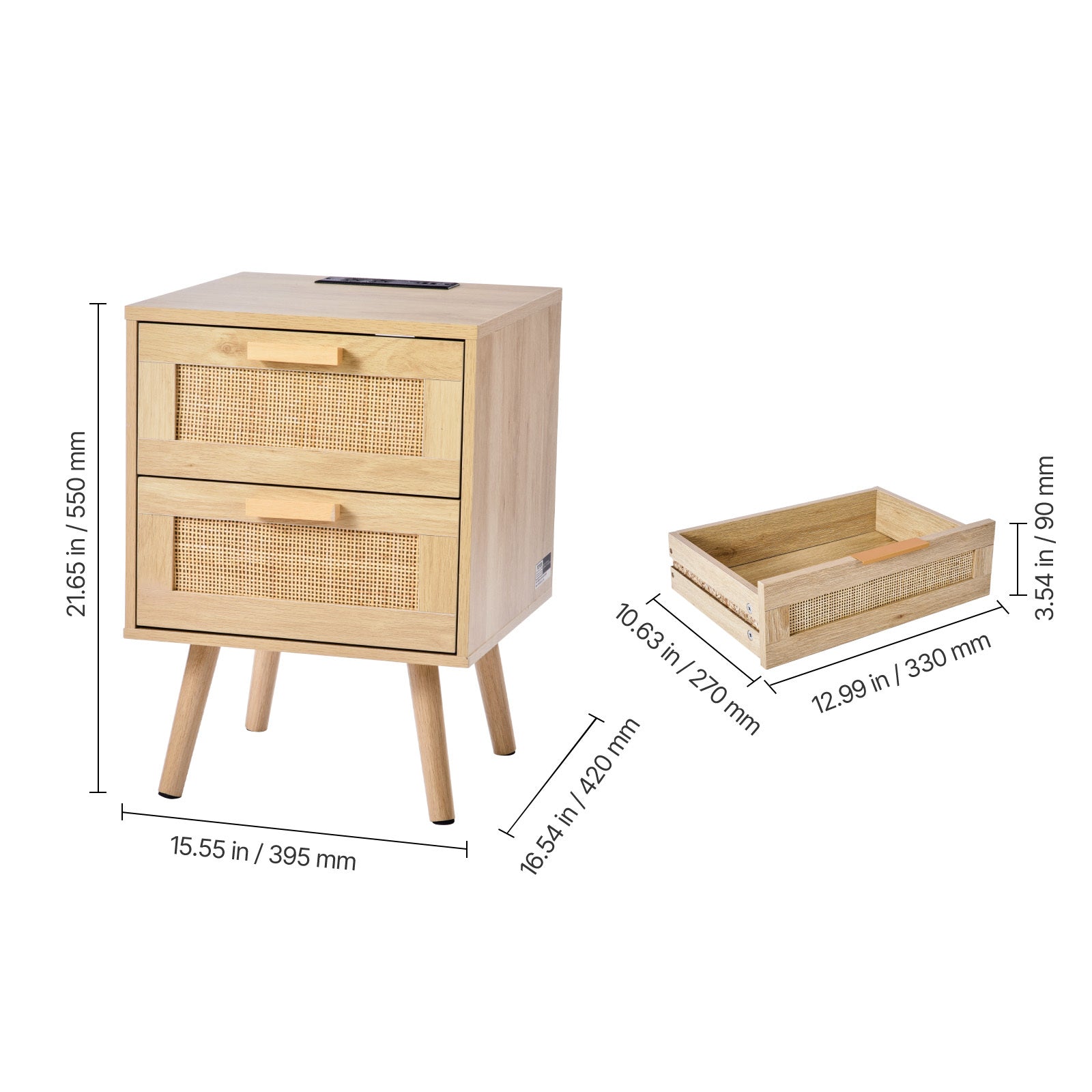 Vevor Rattan Nightstand End Table