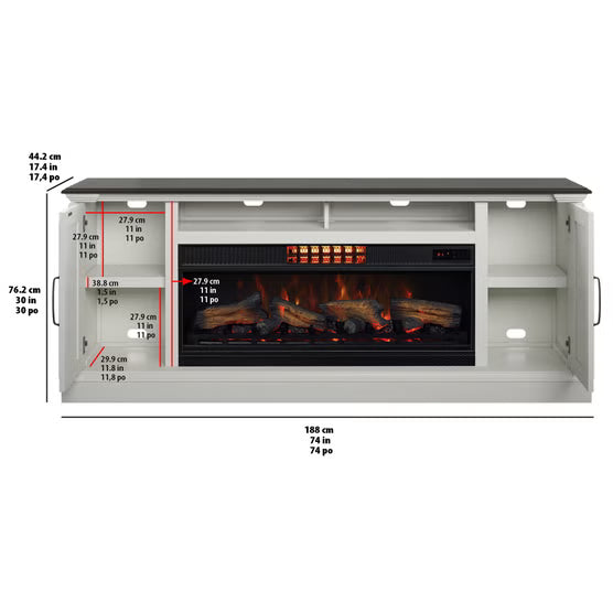 Tresanti Eloise Console with ClassicFlame CoolGlow 2-in-1 Electric Fireplace and Fan