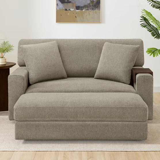 Thomasville Gilroy Fabric Oversized Storage Chair and Storage Ottoman