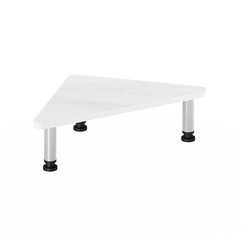 Furinno Turn-N-Tube Monitor Riser Stand, White Oak, Stainless Steel Tubes