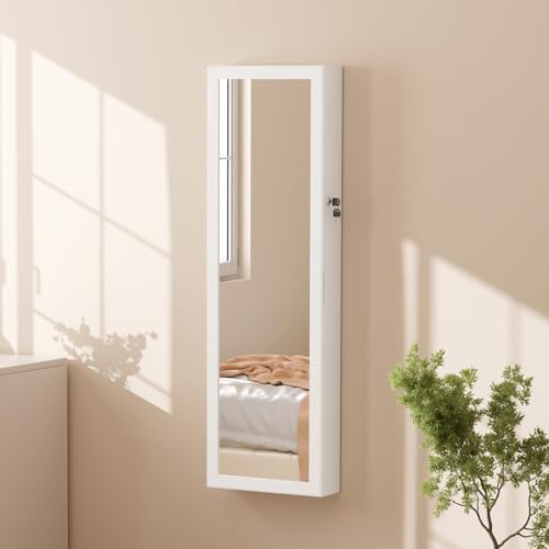 Elevon 6 LEDs Mirror Jewelry Cabinet Organizer