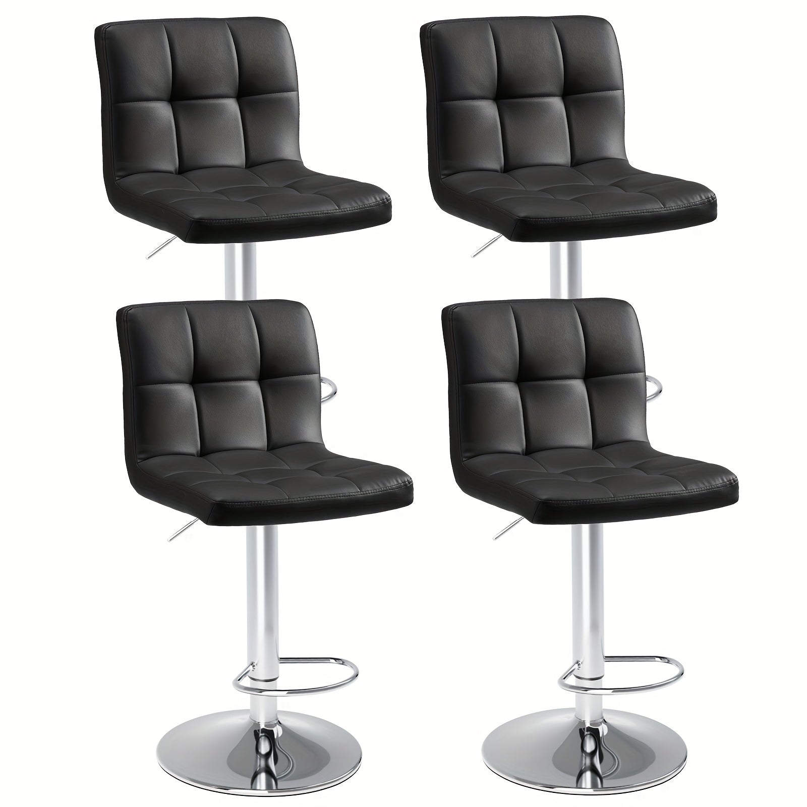 Bar Stools, PU Leather Adjustable Swivel Barstools, Kitchen Counter Height, Set of 2/4
