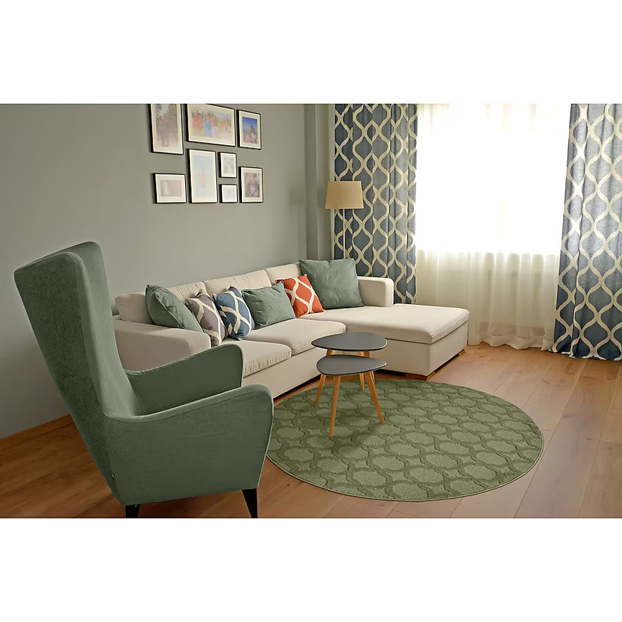 Garland Sparta Sage Green Round Non-Slip Area Rug 5ft