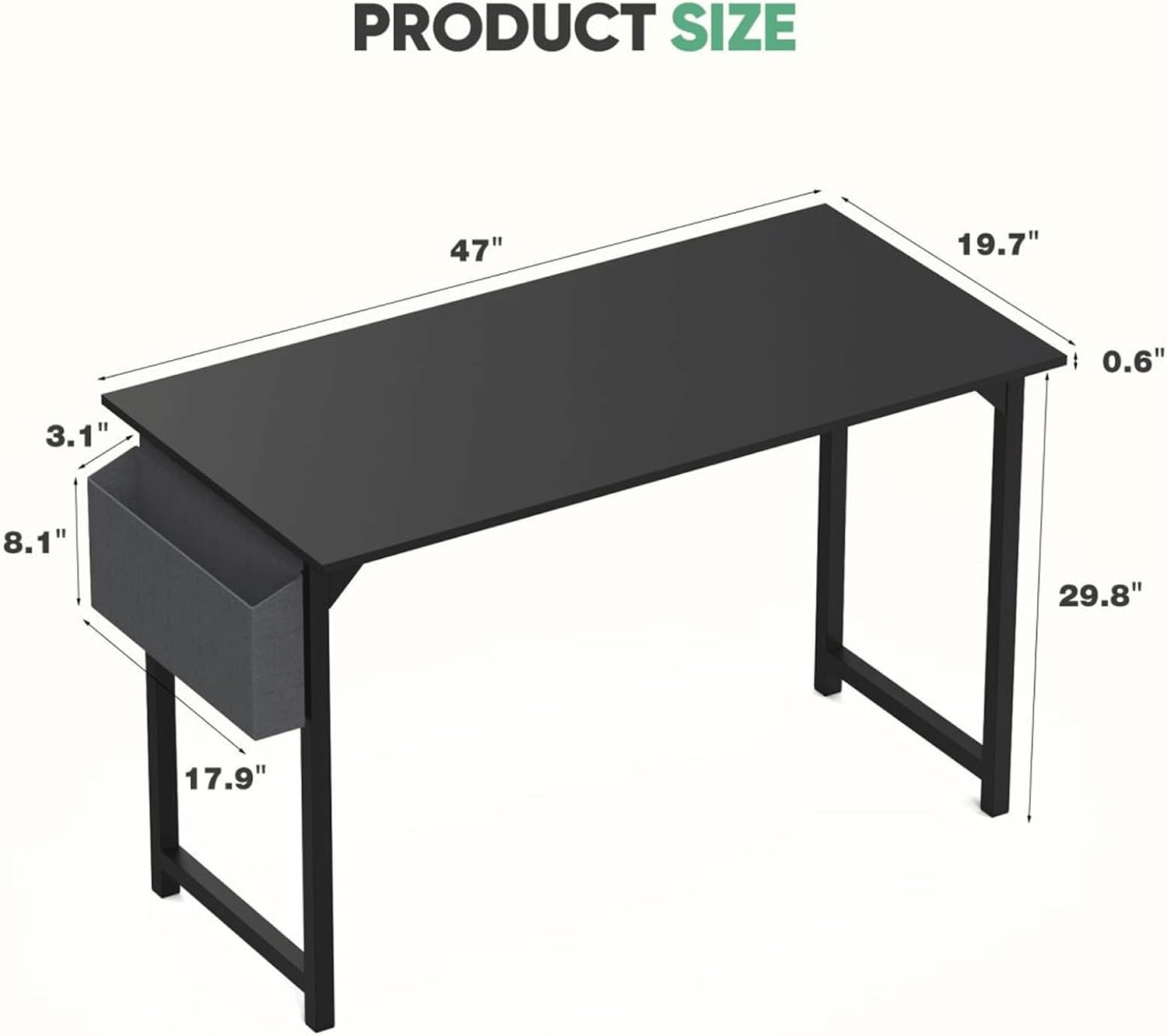 47 Inch Desk Office with Storage