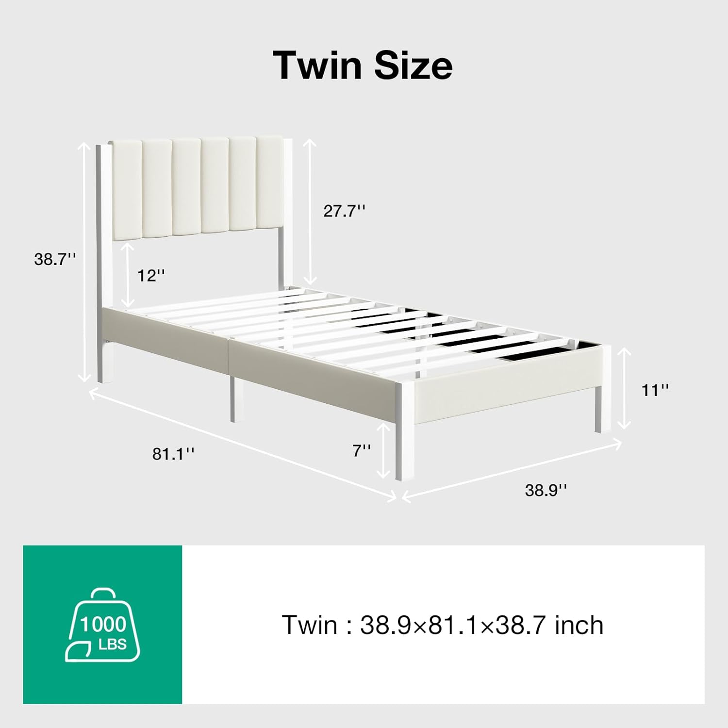 Novilla Twin Bed Frames with Piano Keys Headboard and Footboard