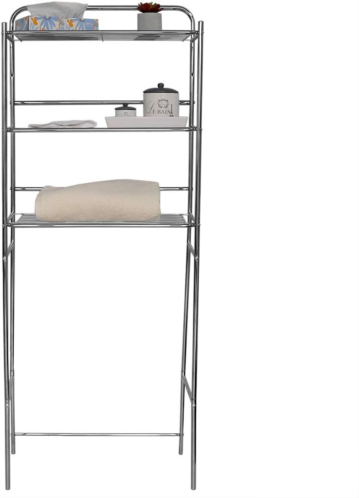 Home Basics 3 Tier Steel Space Saver Over The Toilet Bathroom Shelf