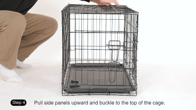 Sweetcrispy 24" Single-Door Dog Crate – Foldable Metal Kennel with Removable Tray