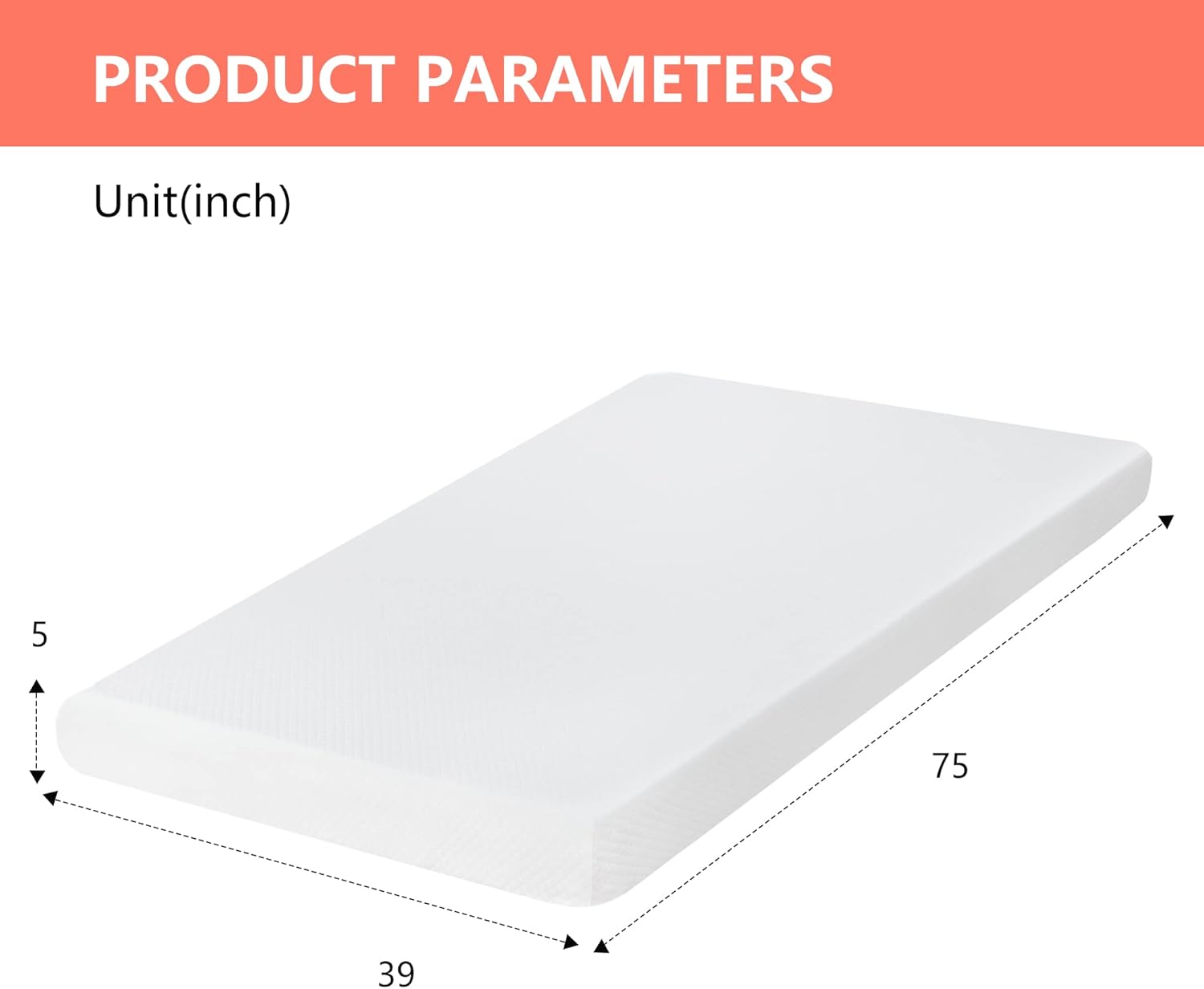 FDW 5 Inch Twin Mattress Gel Memory Foam Mattress