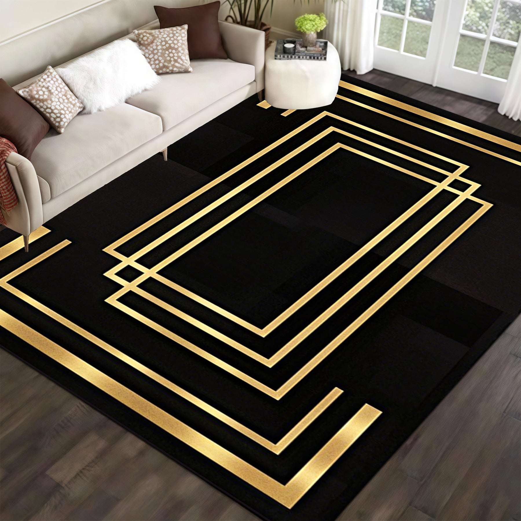 Luxurious Black Velvet Area Mat