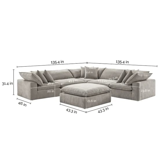 6-piece Fabric Modular Sectional, Taupe