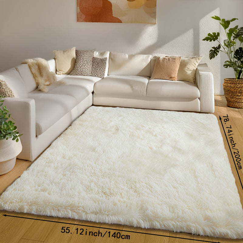 1pc, Nordic Style Solid Color High-Density Long Plush Mat