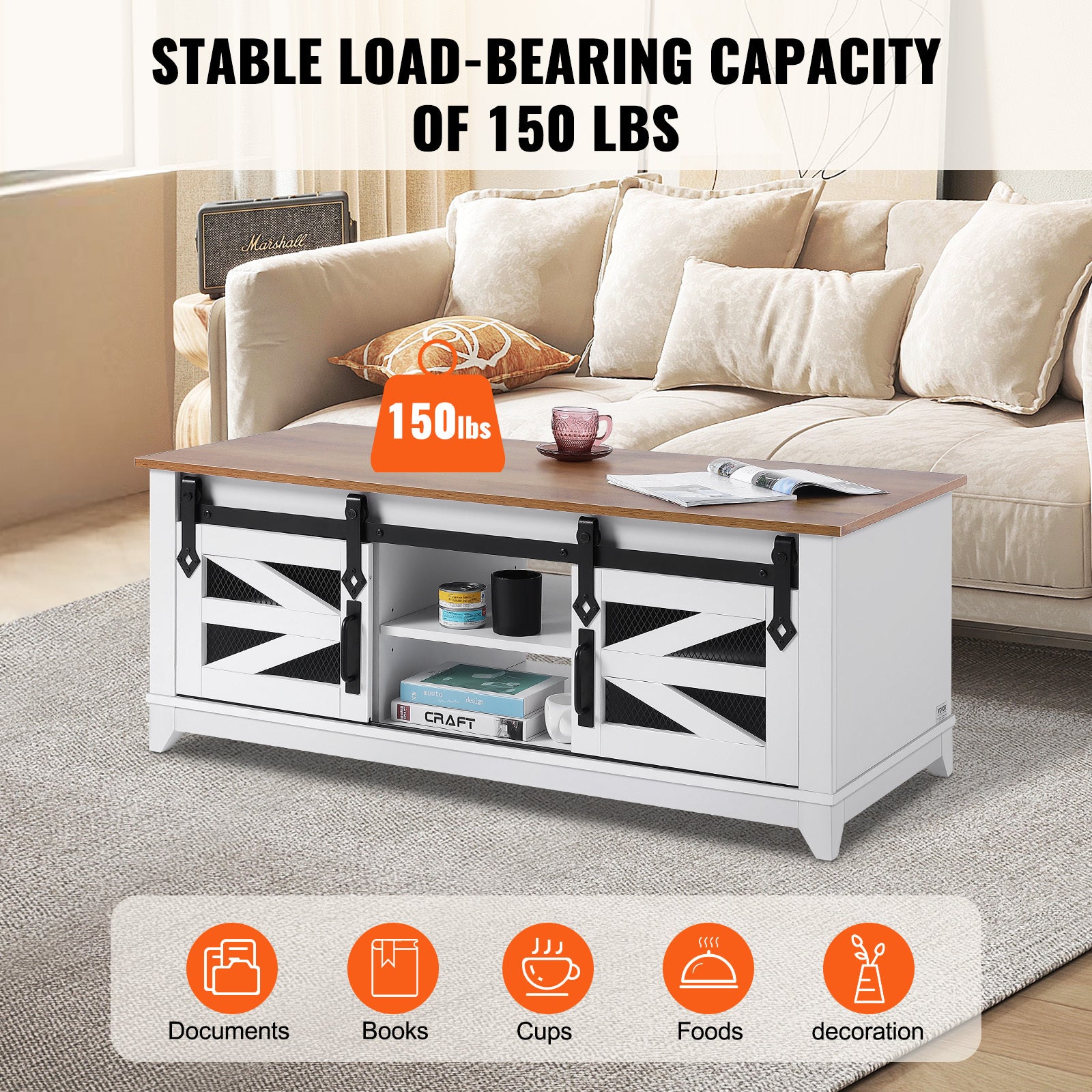 VEVOR 48" Farmhouse Coffee Table