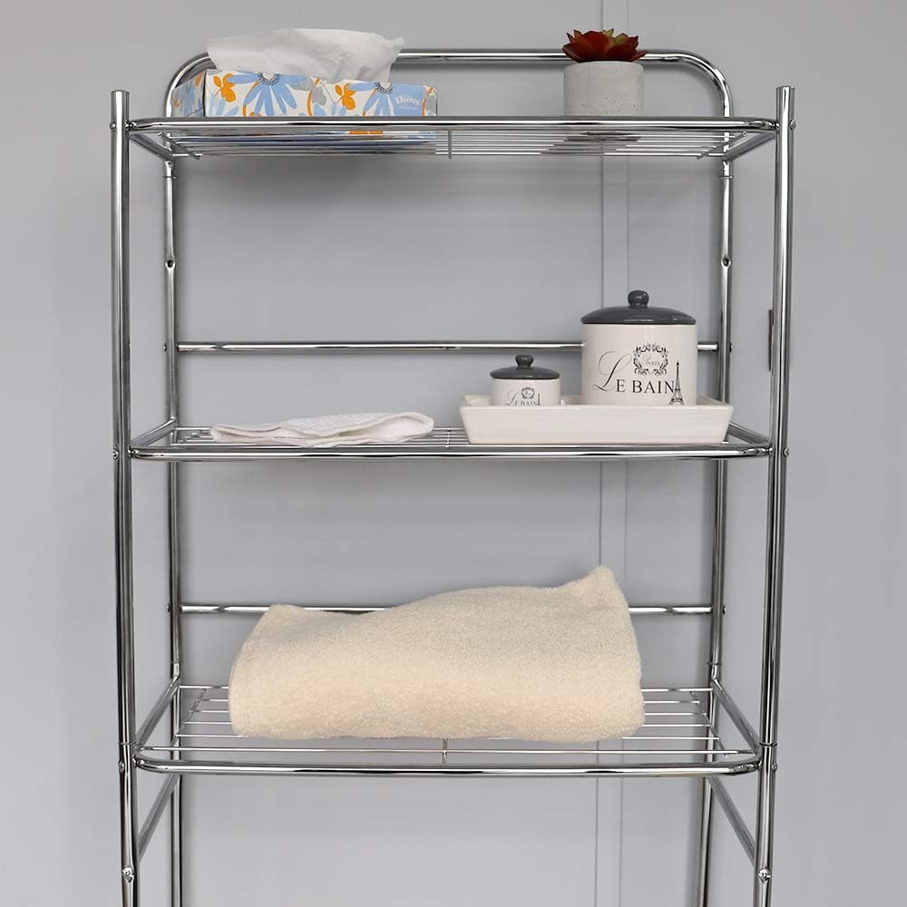 Home Basics 3 Tier Steel Space Saver Over The Toilet Bathroom Shelf