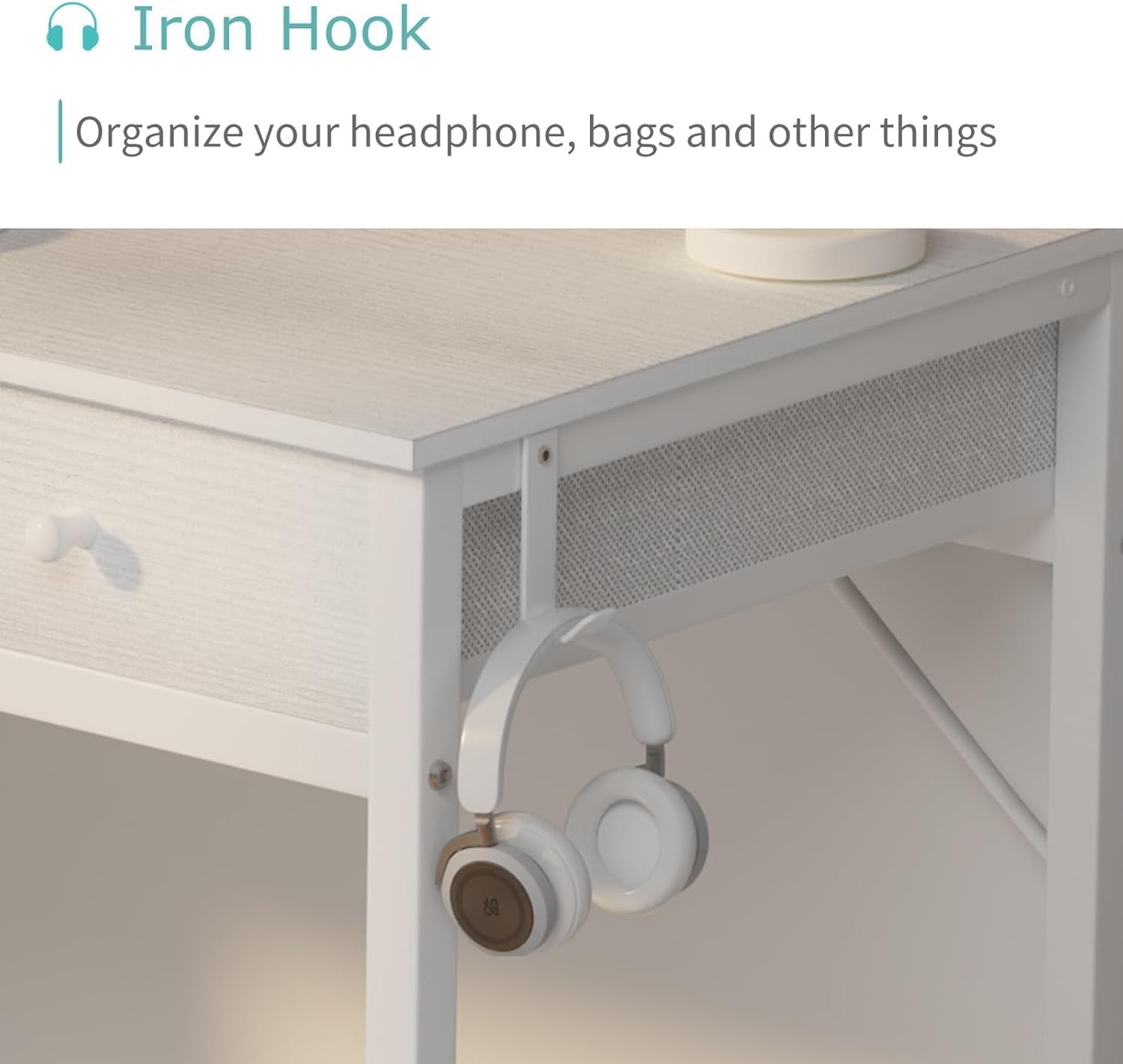 Lufeiya Small White Desk with Drawers