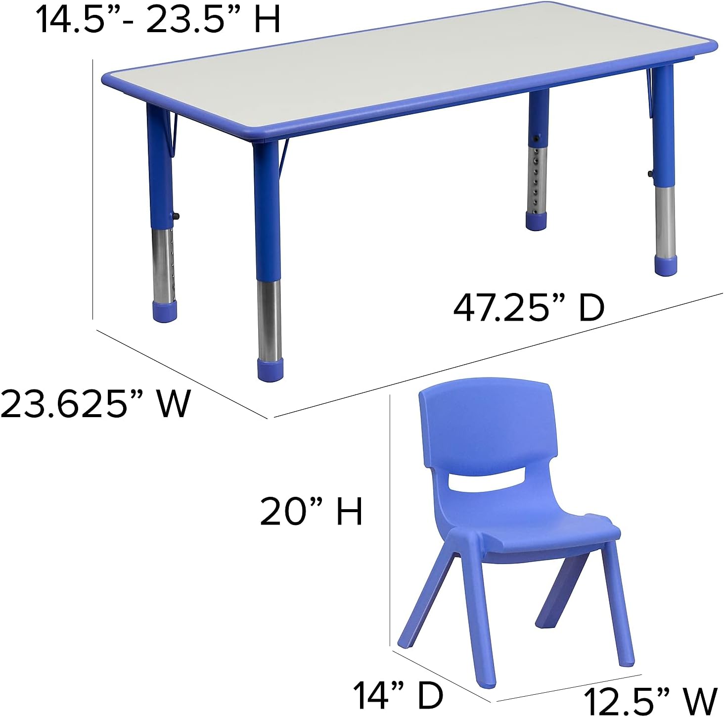 Flash Furniture Emmy Adjustable Classroom Activity Table