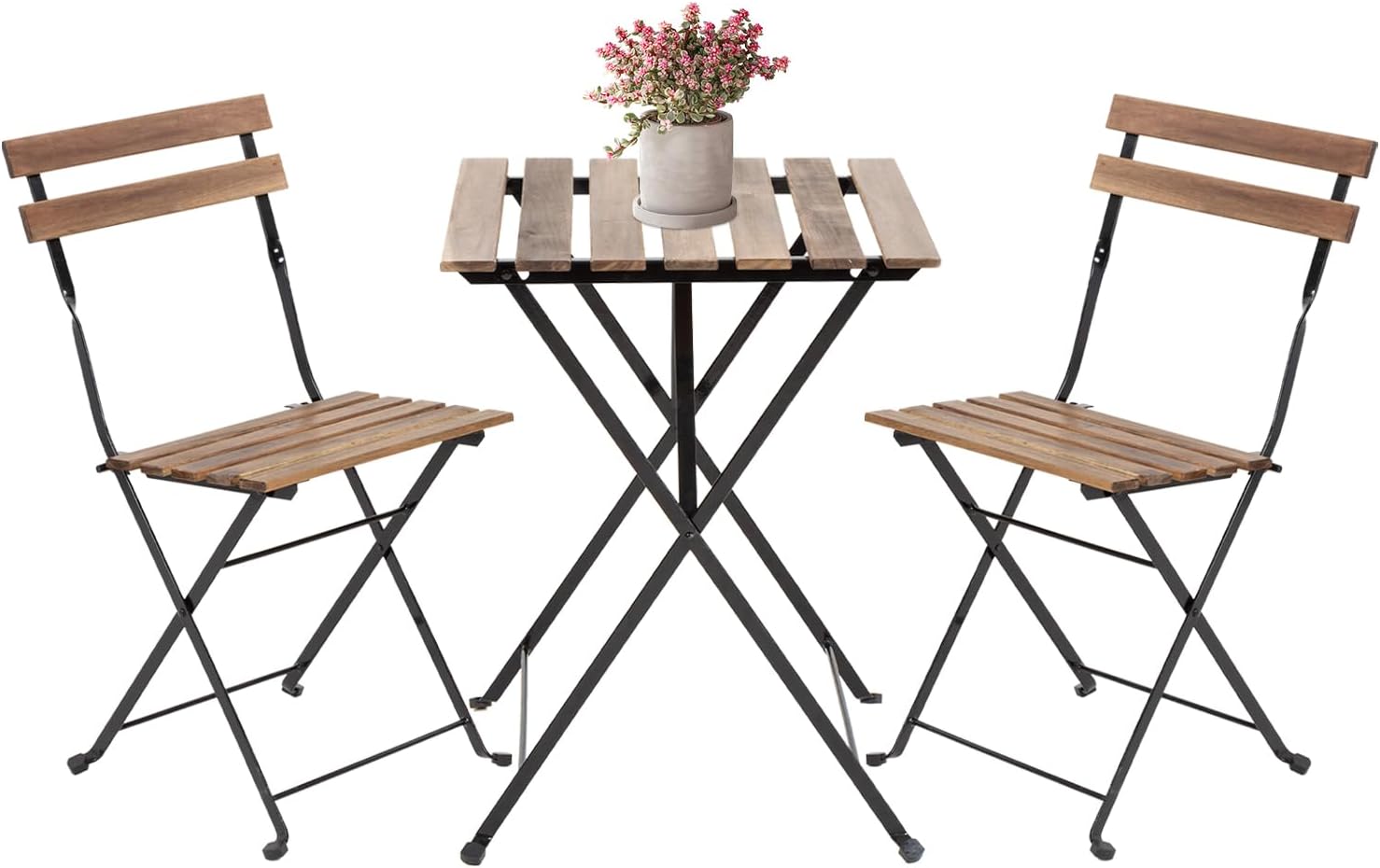 FDW 3 Pieces Folding Patio Furniture Set Bistro Set Portable Conversation Set All Weather