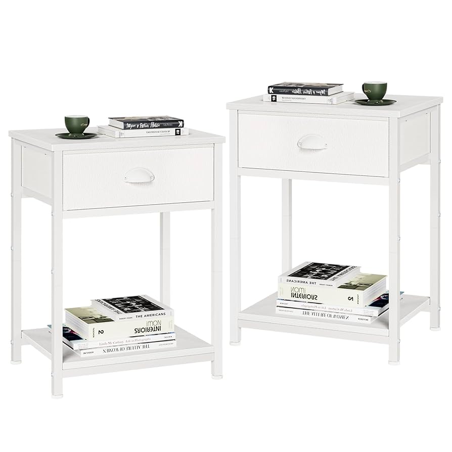 DUMOS 2-Drawer Nightstand – White, 20'' Tall