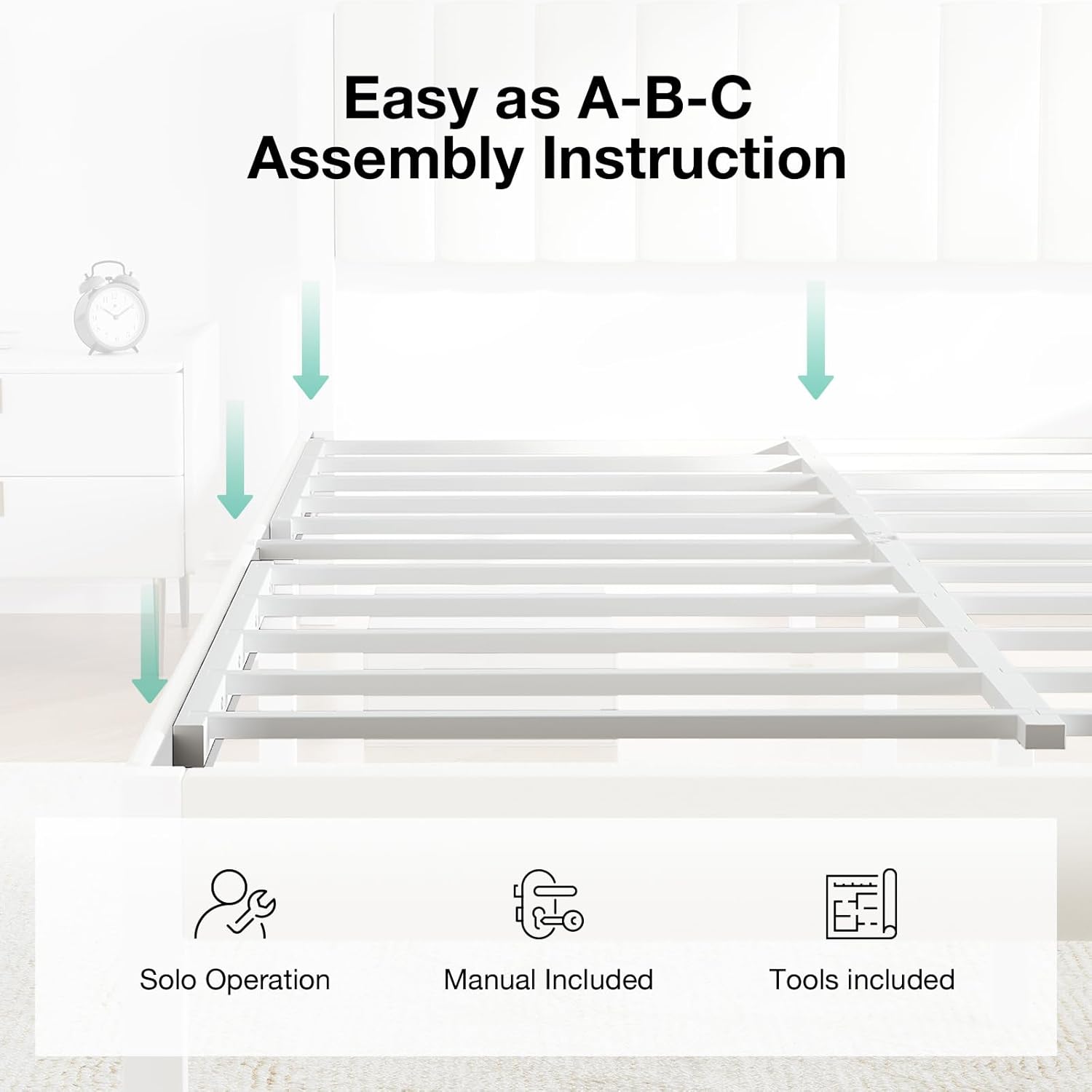 Novilla Full Bed Frame with Piano Keys Headboard and Footboard