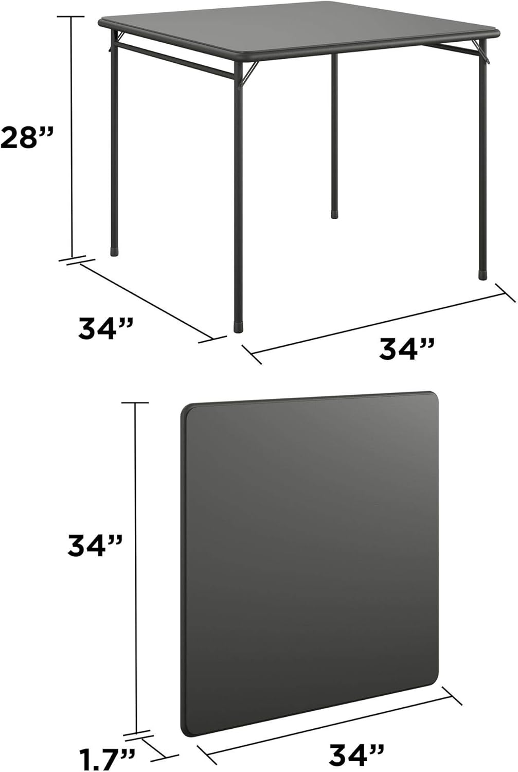 COSCO 34" Square Vinyl Top Folding Card Table