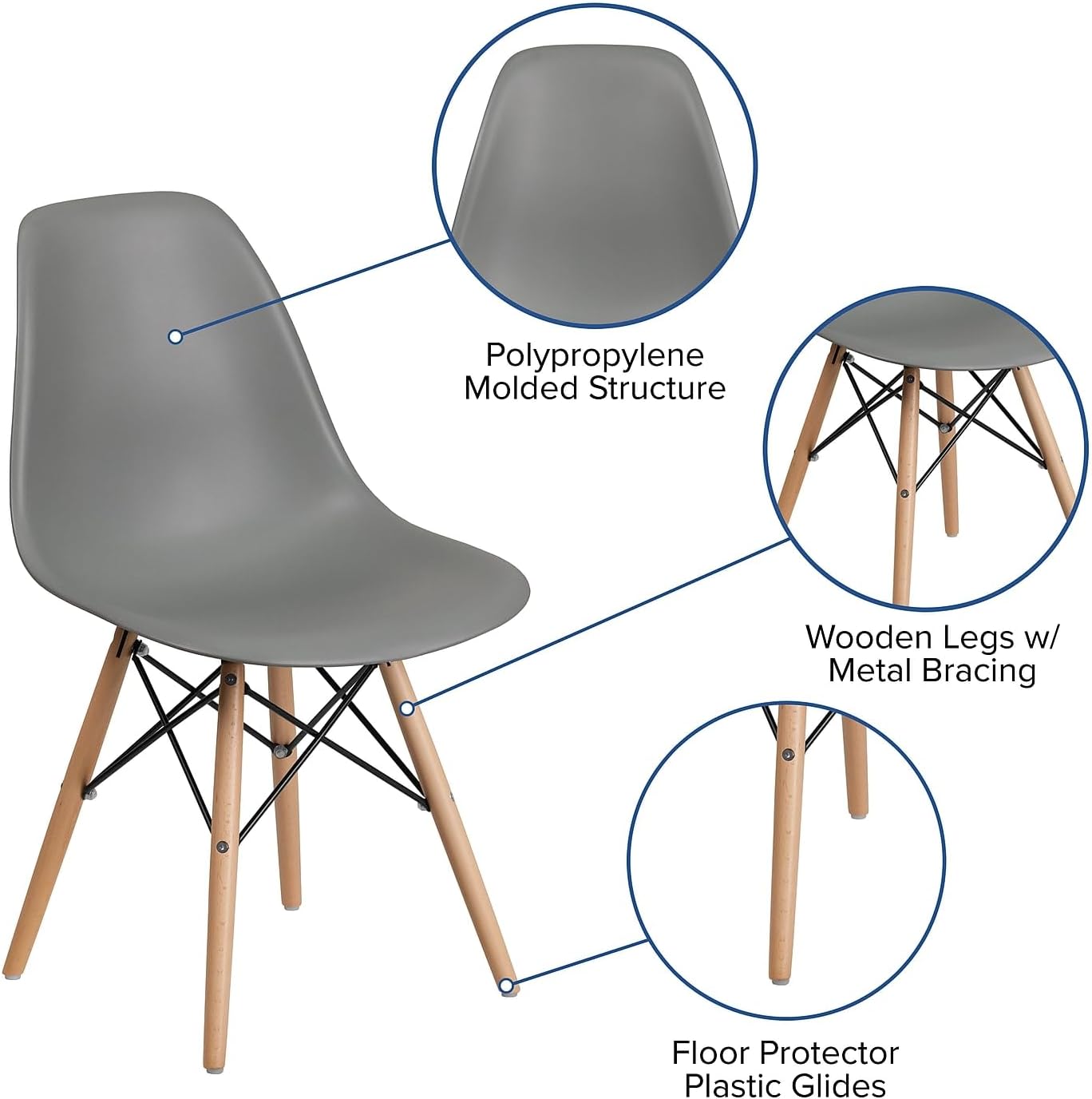 lash Furniture 2 Pack Elon Series Moss Gray Plastic Chair