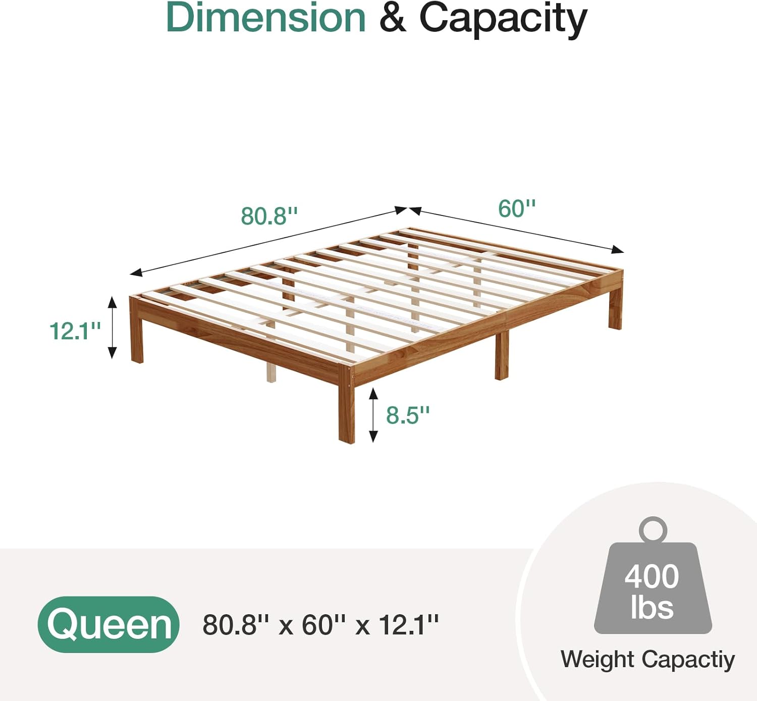 Novilla 12 Inch Wooden Queen Bed Frame