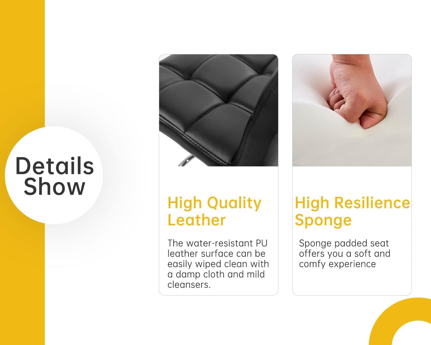 Barstools Set of 4 Modern PU Leather