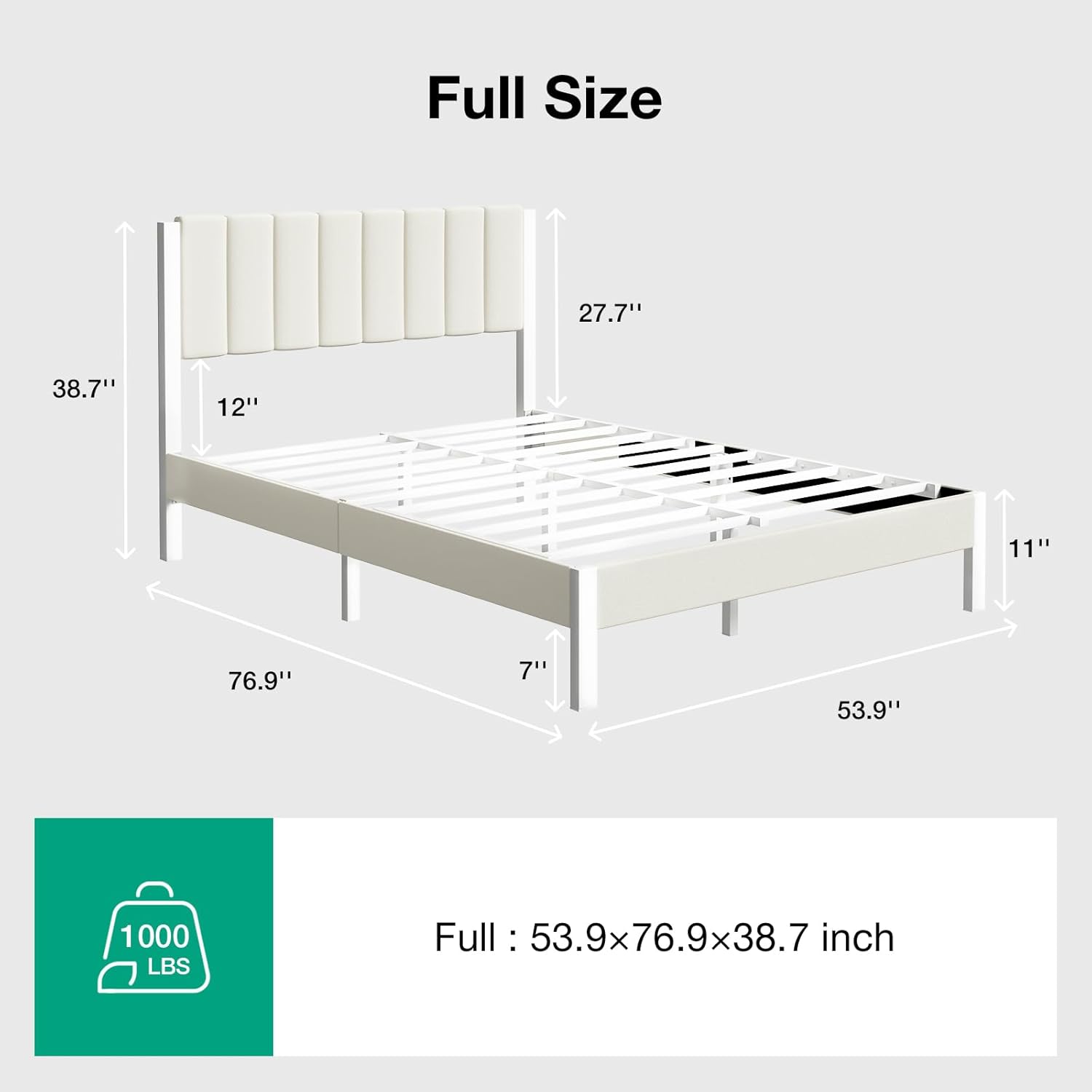 Novilla Full Bed Frame with Piano Keys Headboard and Footboard