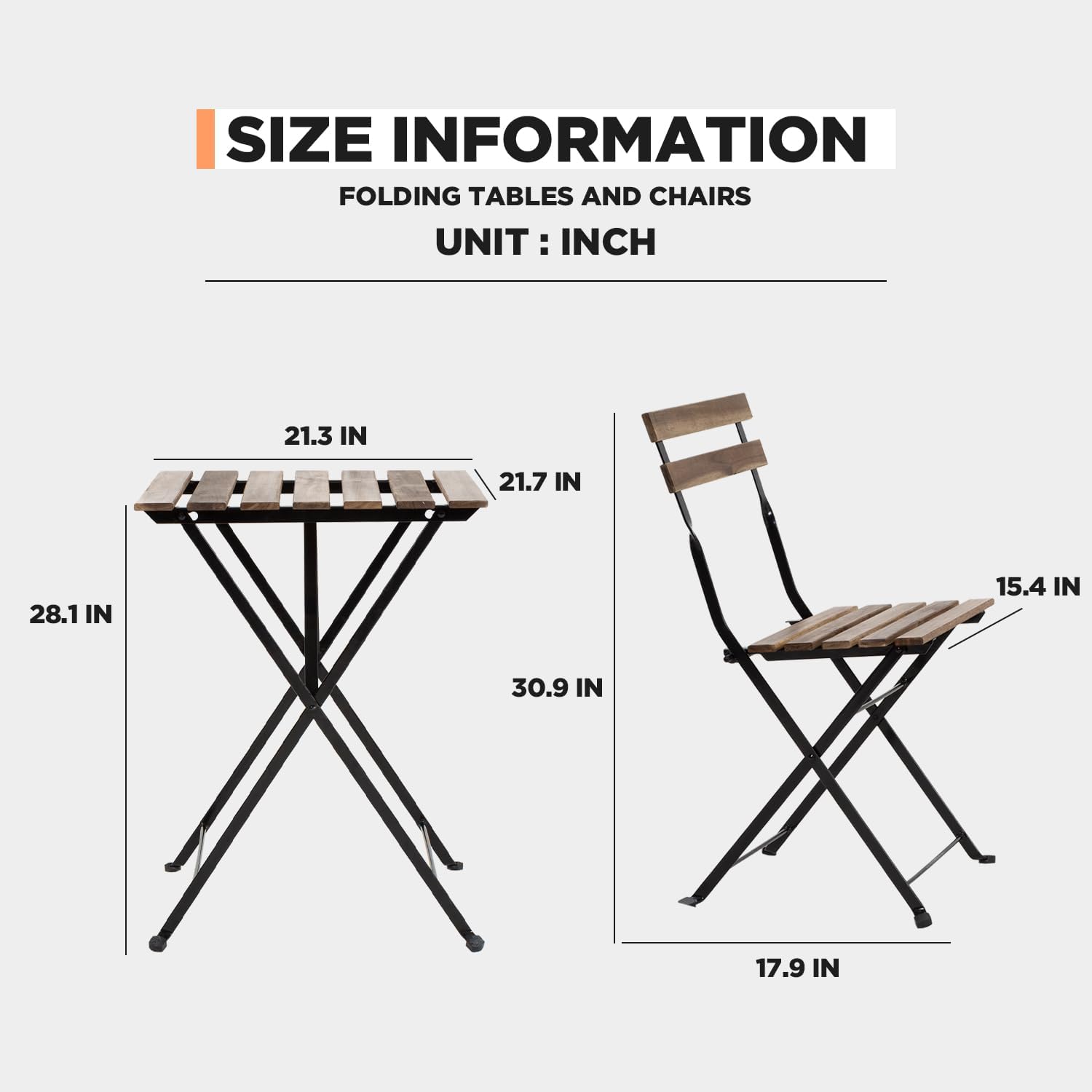 FDW 3 Pieces Folding Patio Furniture Set Bistro Set Portable Conversation Set All Weather