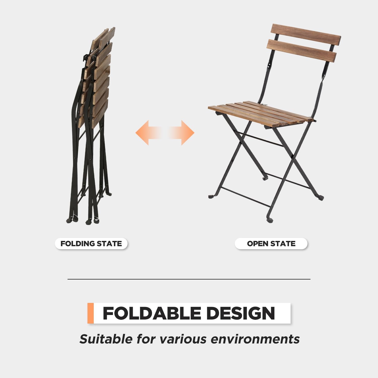 FDW 3 Pieces Folding Patio Furniture Set Bistro Set Portable Conversation Set All Weather