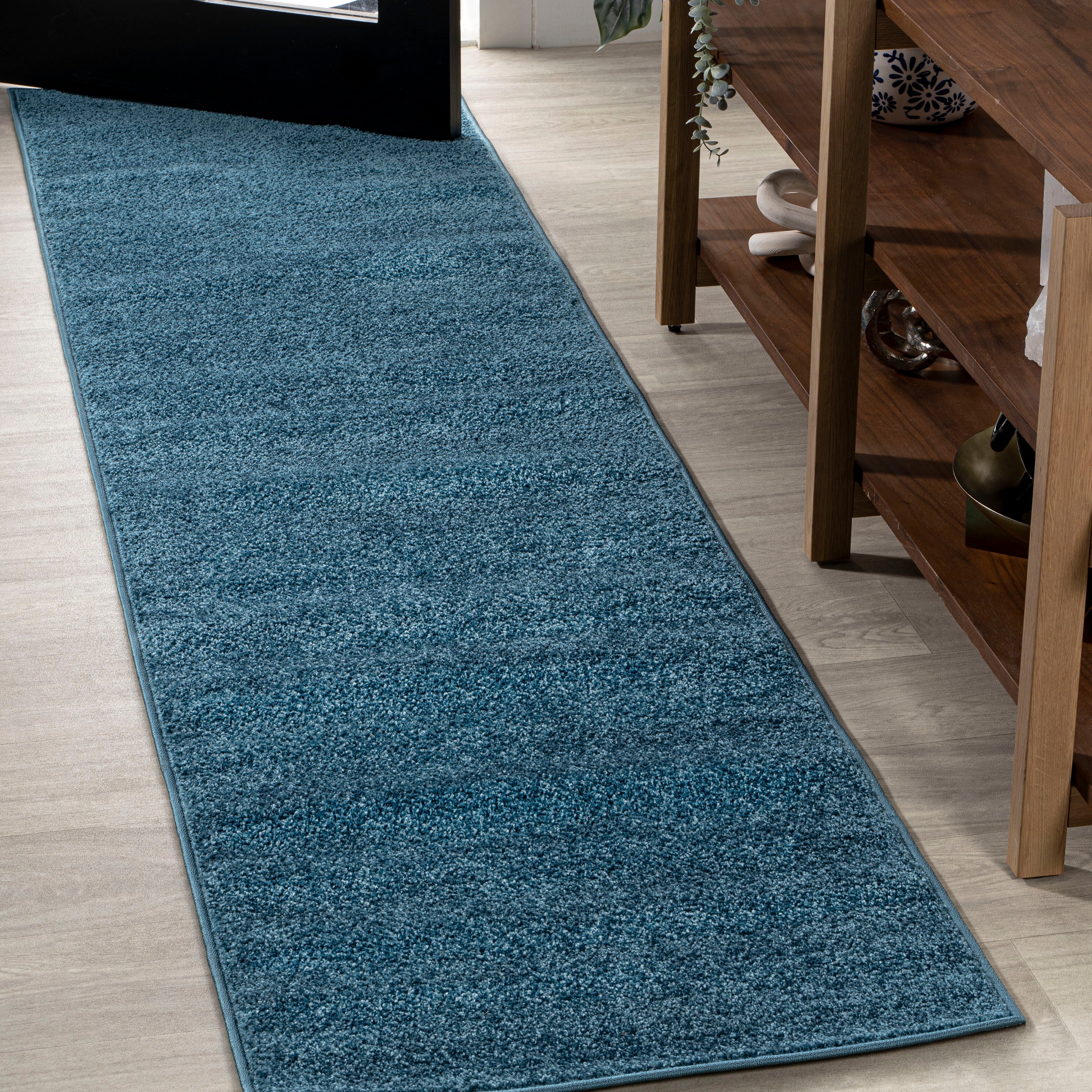 JONATHAN Y Haze 2' x 8' Aqua Blue Low-Pile Runner Rug