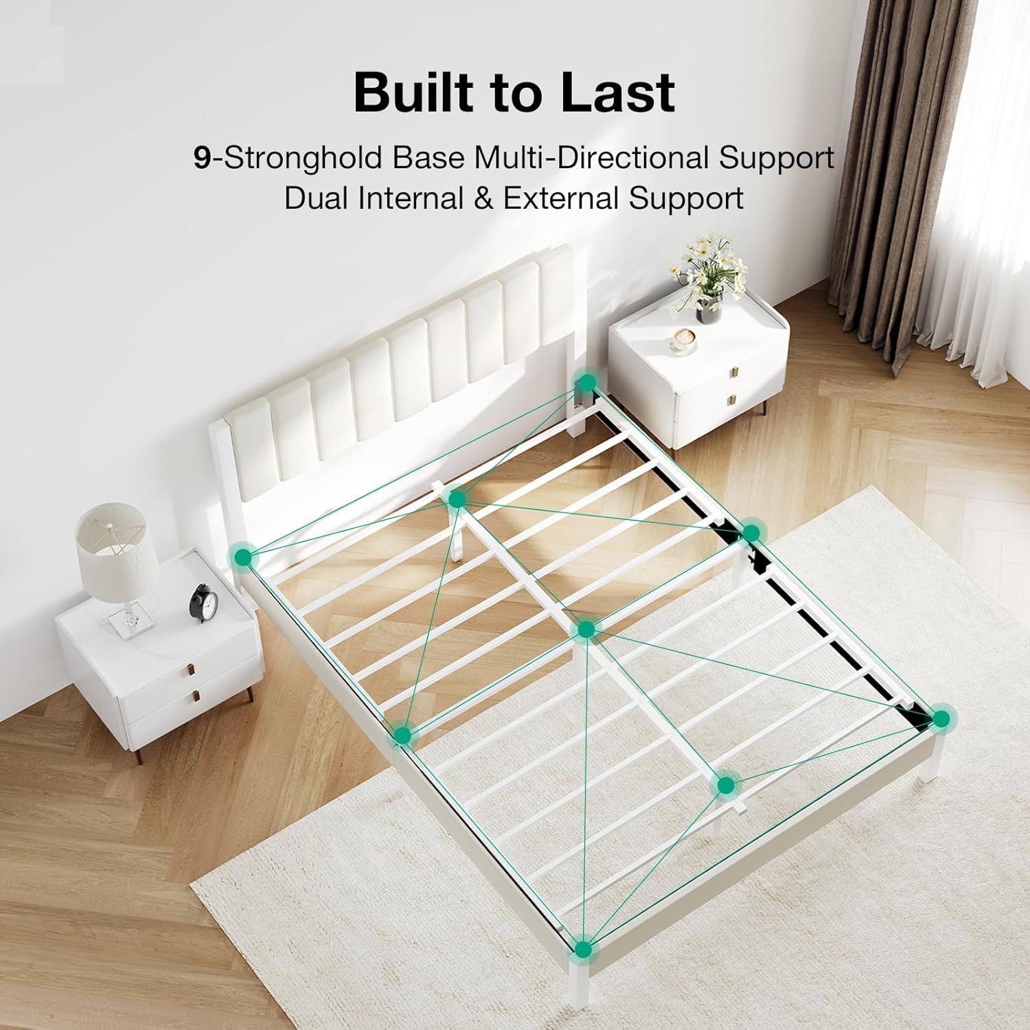 Novilla Full Bed Frame with Piano Keys Headboard and Footboard