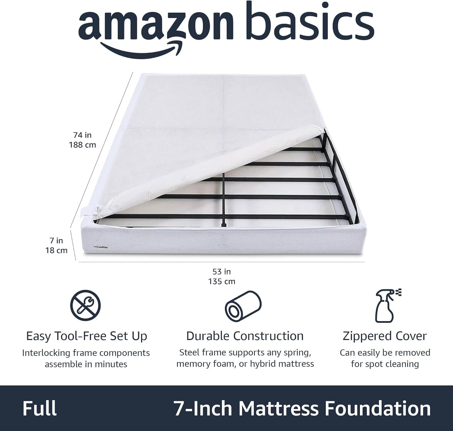 Amazon Basics Full Size Smart Box Spring Bed Base