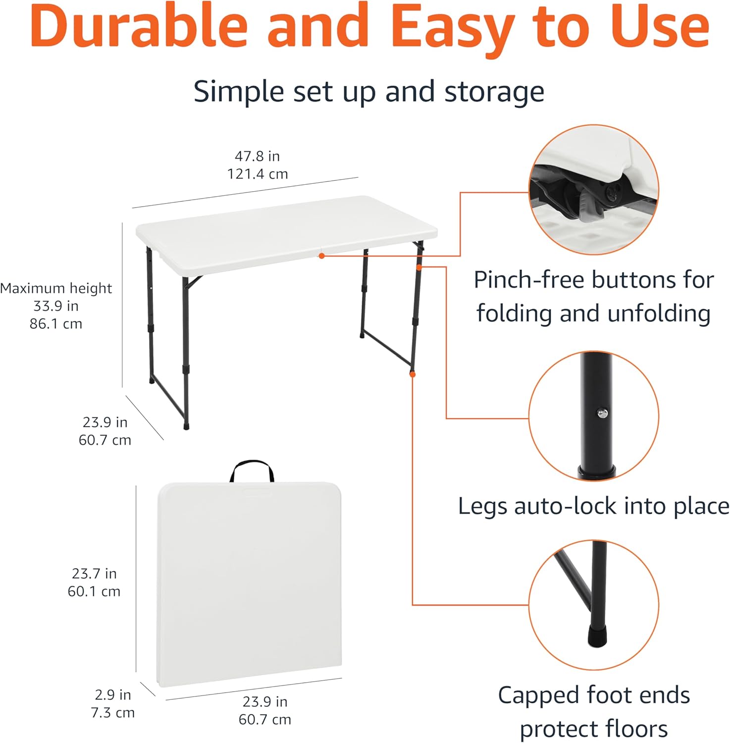 Amazon Basics 4 Foot Rectangular Folding Dining Table