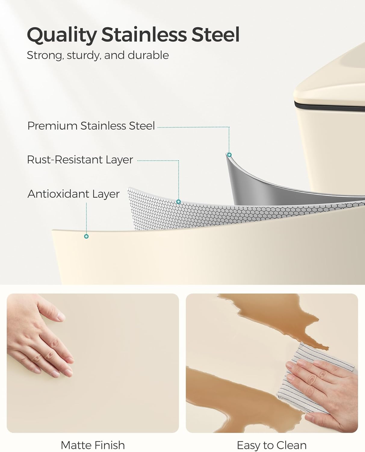 SONGMICS Slim Trash Can