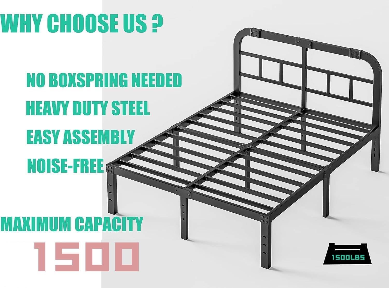 ZIYOO Queen Size Bed Frame with Headboard