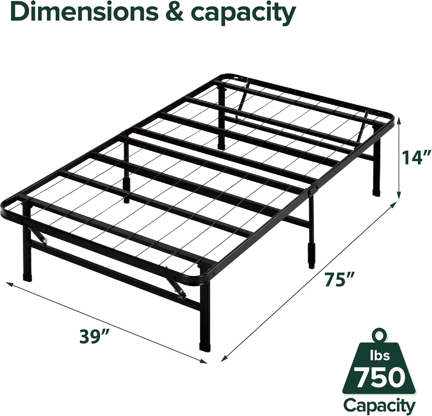 ZINUS SmartBase Twin Size Tool-Free Assembly Mattress Foundation