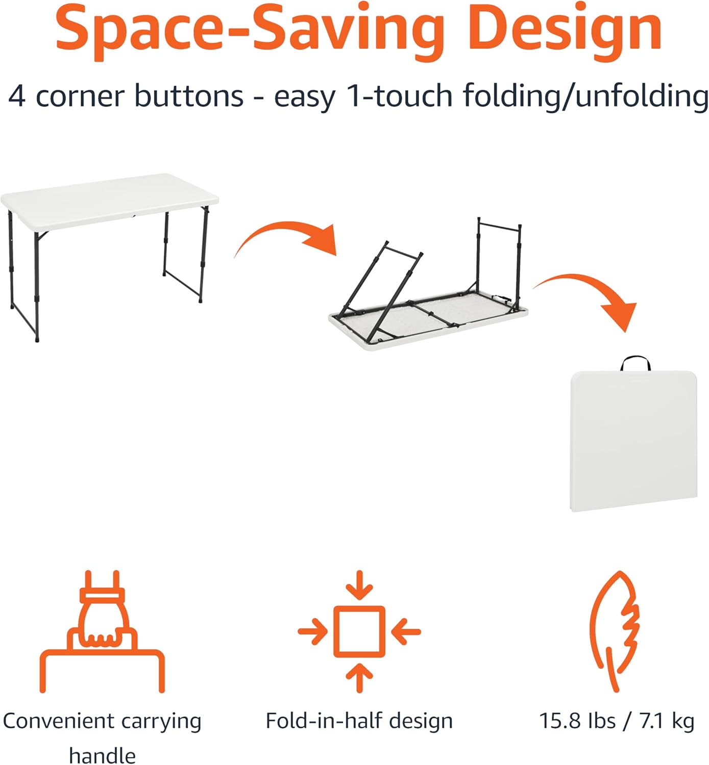 Amazon Basics 4 Foot Rectangular Folding Dining Table
