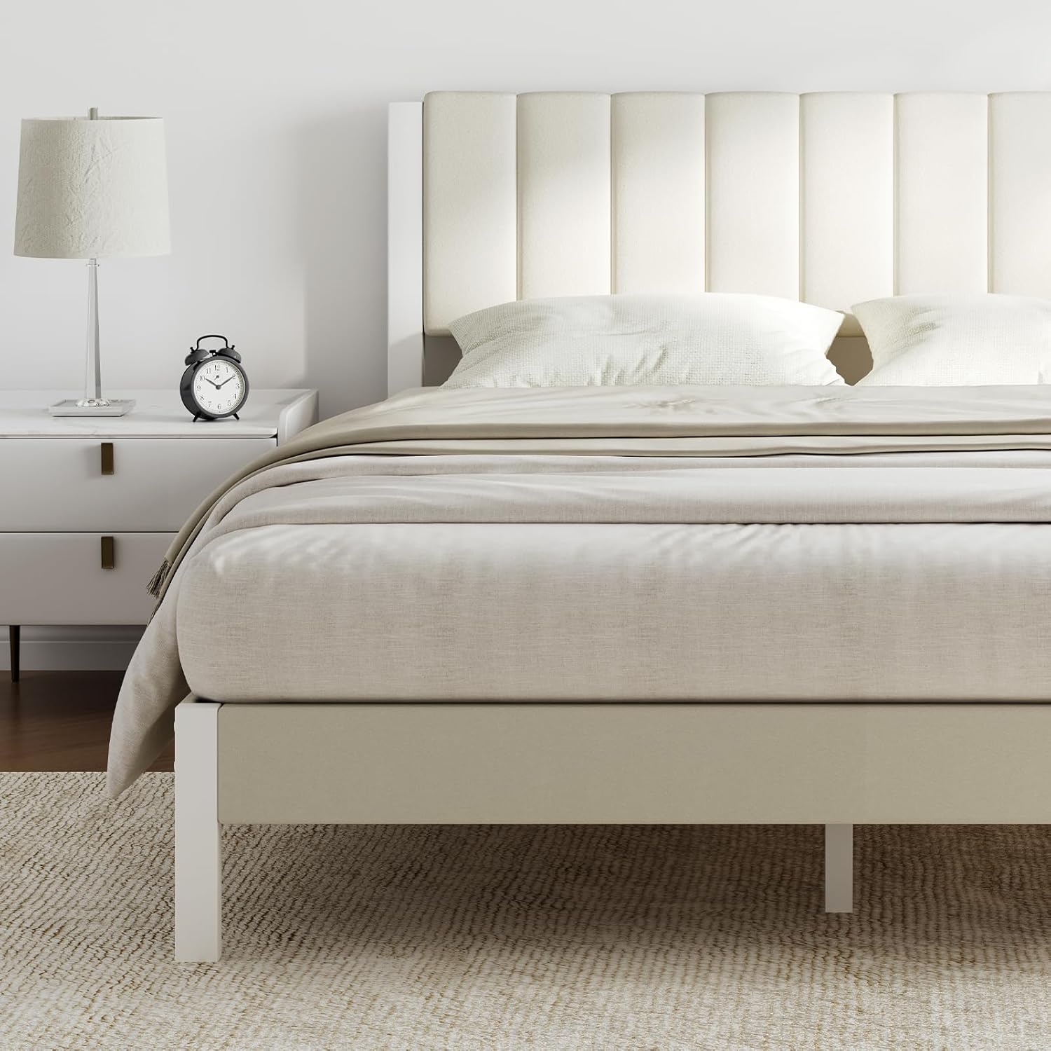 Novilla Twin Bed Frames with Piano Keys Headboard and Footboard