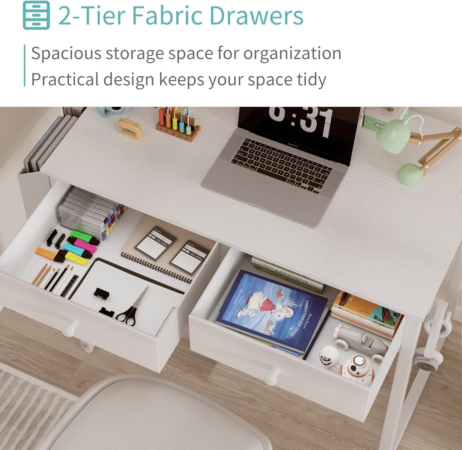 Lufeiya Small White Desk with Drawers