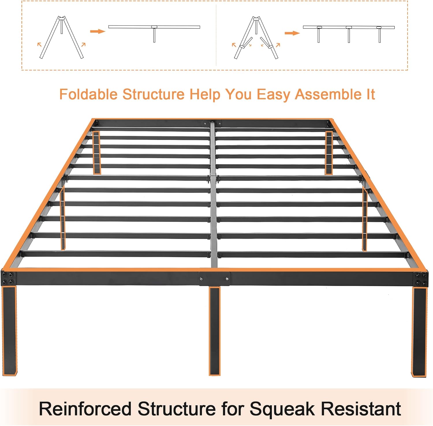 VECELO 14 Inch Queen Metal Platform Bed Frame