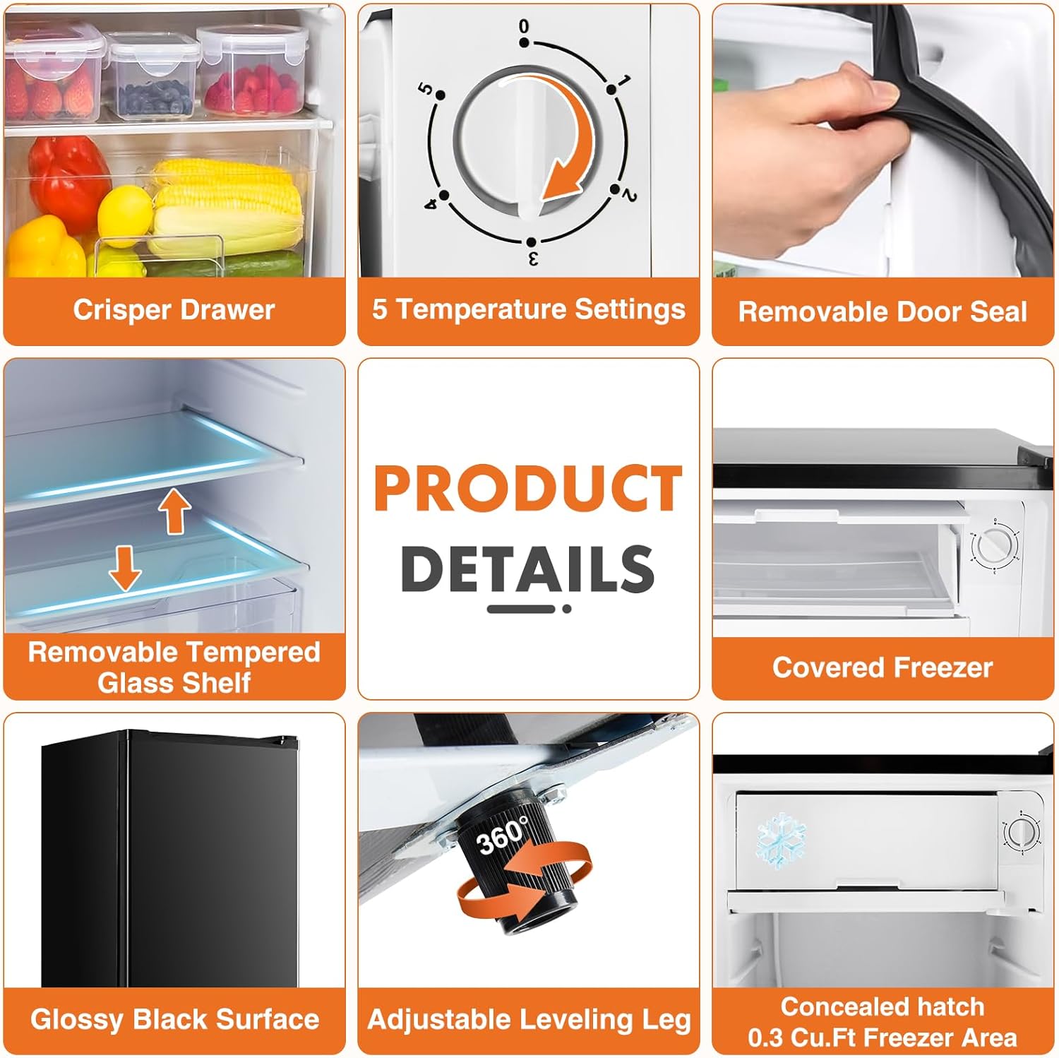 Sweetcrispy Mini Fridge with Freezer