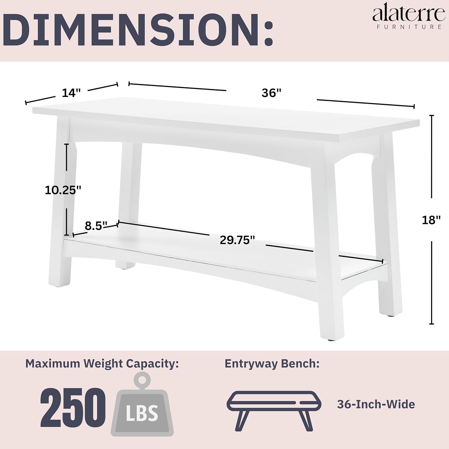 Alaterre Furniture Craftsbury 36" W Wood Entryway Bench