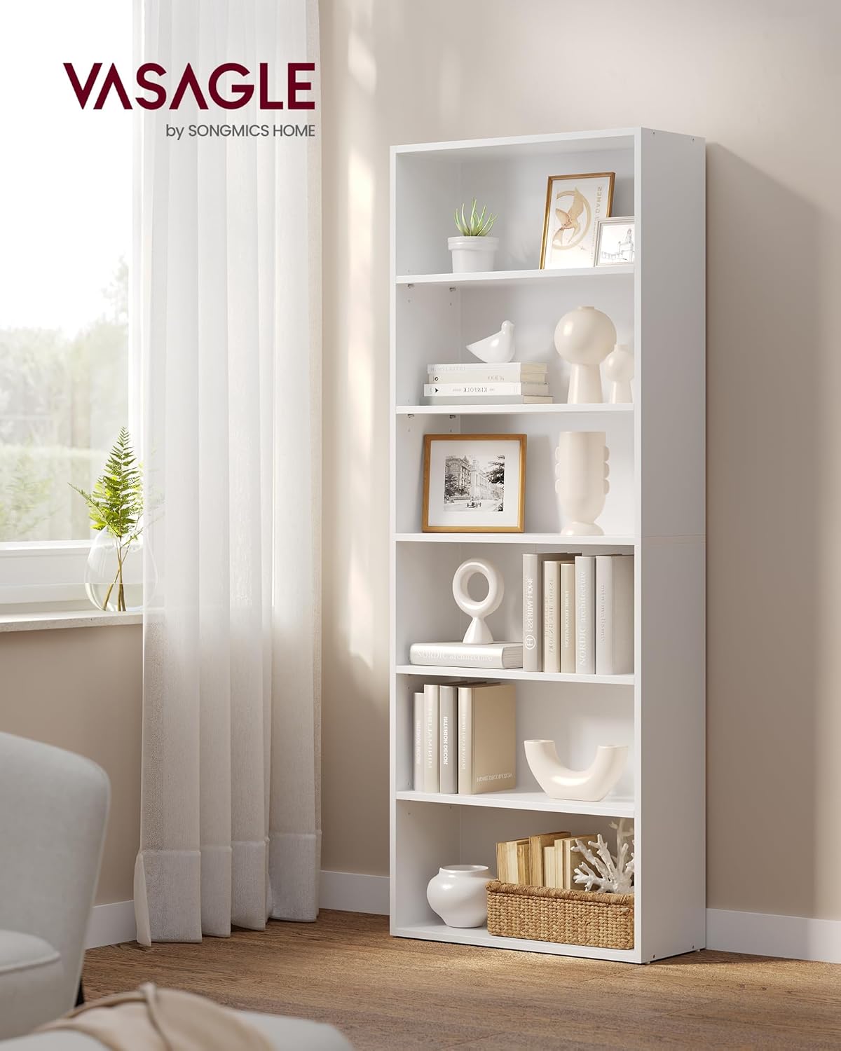VASAGLE CUSTOS Collection - Bookshelf, 6-Tier Bookcase