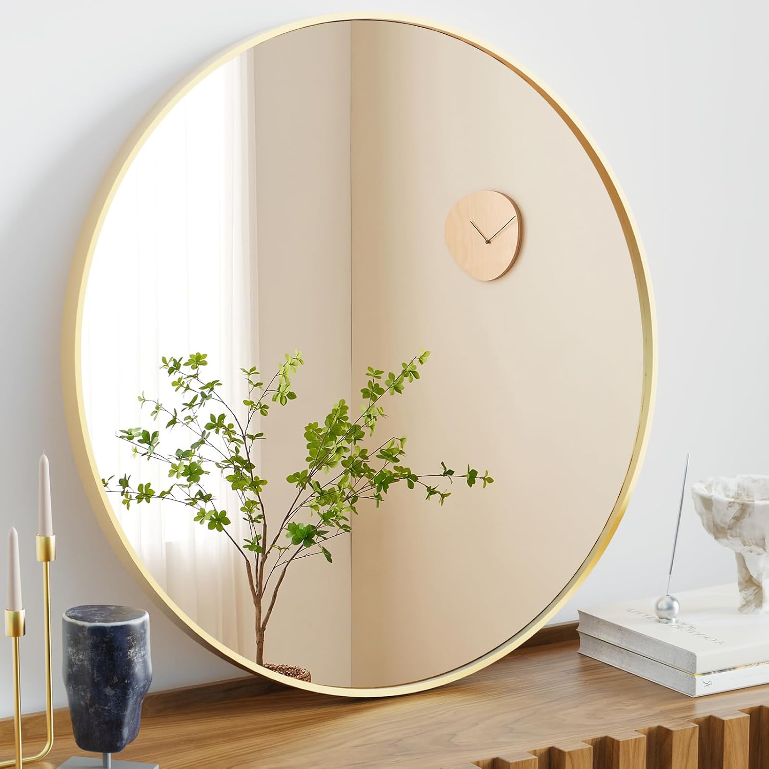 Sweetcrispy 24'' Gold Round Wall Mirror – Bathroom & Bedroom